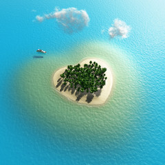 heart-shaped tropical island
