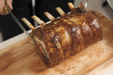 Découpe du carré de veau