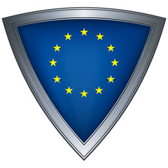 Steel shield with flag European Union