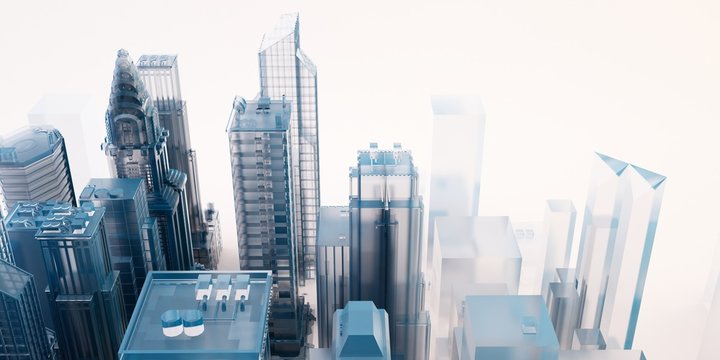citt&agrave; grattacieli illustrazione rendering 3d