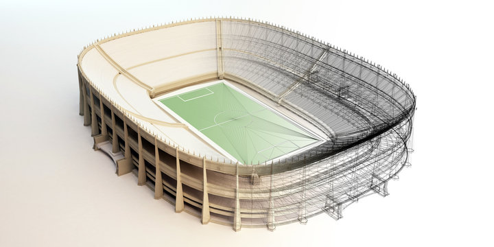 stadio vuoto modello 3d plastico