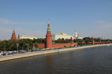 kremlin palace panoramic view from the riverside