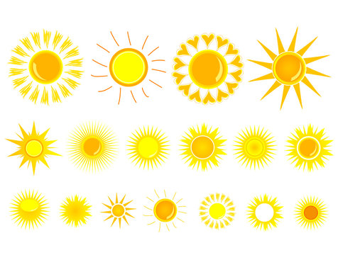 sun yellow set vector illustration