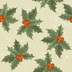 Materiał do szycia seamless ornament with holly berry