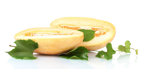 ripe sliced melon isolated on white