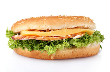 tasty sandwich isolated on white