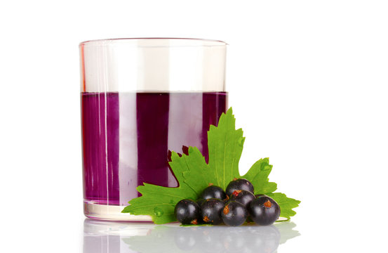 juice and  black currant  isolated on white