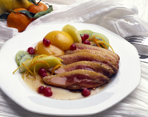 Magrets de canard aux fruits