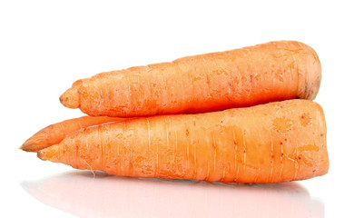 Fresh carrots isolated on white
