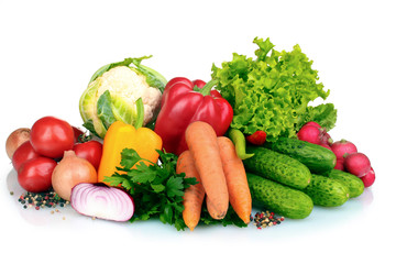 Fresh vegetables isolated on white