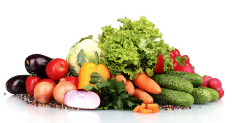 Fresh vegetables isolated on white