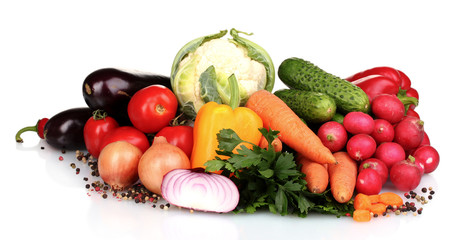 Fresh vegetables isolated on white