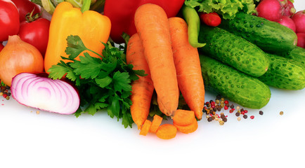 Fresh vegetables isolated on white