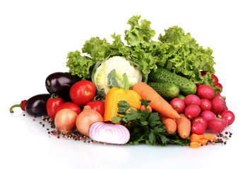 Fresh vegetables isolated on white