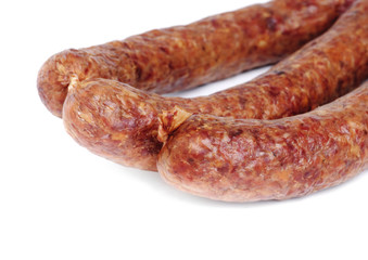 Sausage isolation on white background .Meat product.