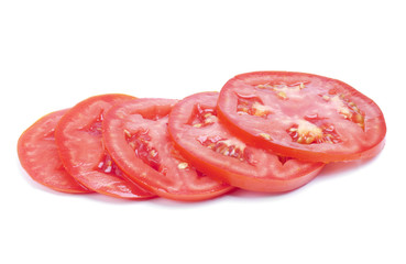 sliced fresh red tomatoes isolated on white background