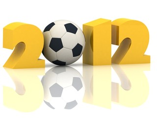 2012 year and soccer-ball on a white background