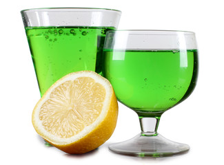 Green alcohol in cup