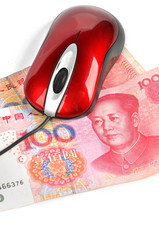 Computer mouse and chinese currency