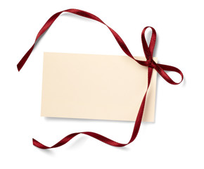 greeting card with ribbon note christmas