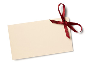 greeting card with ribbon note christmas