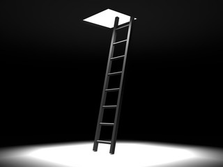ladder from the dark to light.success concept.