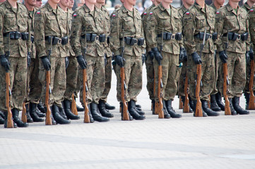 soldiers during the drill on the square