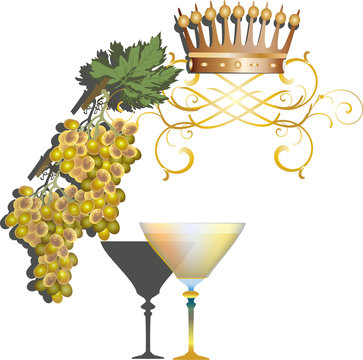 Grapes, Wine And Crown