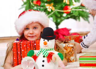 Girl in Santa hat