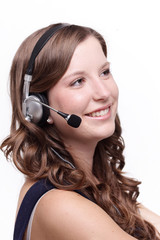 Frau mit Headset