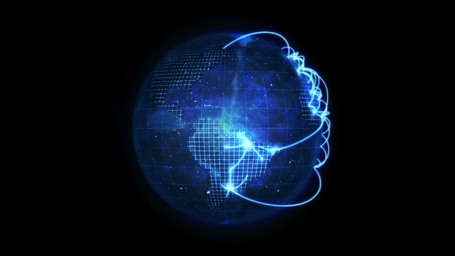 Blue Earth turning with blue connections