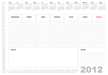 Kalendarz 2012 - planner na biurko - notatnik - obrazy, fototapety, plakaty