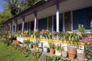 the exterior of a nepali lodge