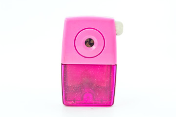 Mechanical sharpener of pencil on the white background