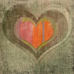 Grunge background with red heart in center
