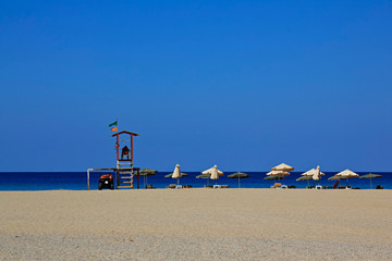 Lifeguard tower on Greek beach, Falasarna, Crete