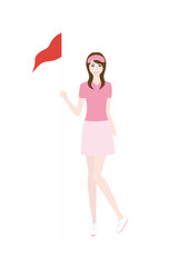 ピンを持った女性