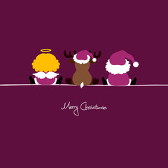 Santa, Angel & Reindeer Purple