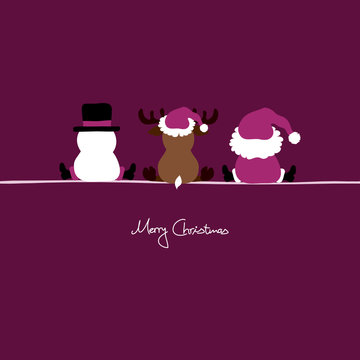Santa, Snowman & Reindeer Purple