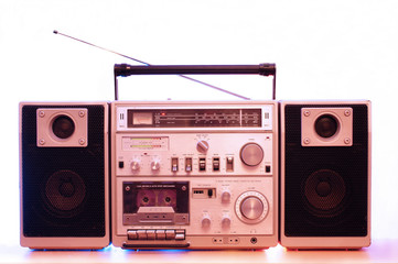 1980s style stereo cassette recorder ghettoblaster - obrazy, fototapety, plakaty