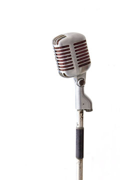 retro chrome microphone isolated