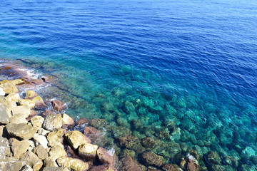 Stones and rocks at the edge of sea