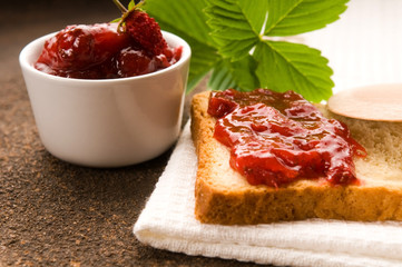 Wild strawberry jam with toast