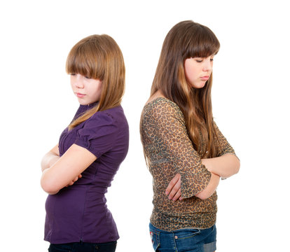 Quarrel girls isolated