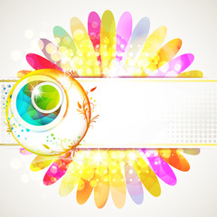 Banner design with colored flower background