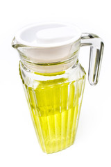 Glass carafe of lemonade
