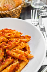 Italian meat sauce noodles on the table