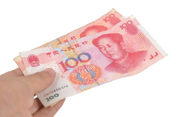 Chinese currency and hand