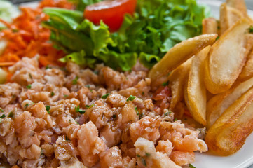 Fresh seafood salad with smoked salmon
