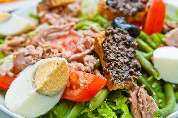Fresh seafood salad with smoked salmon